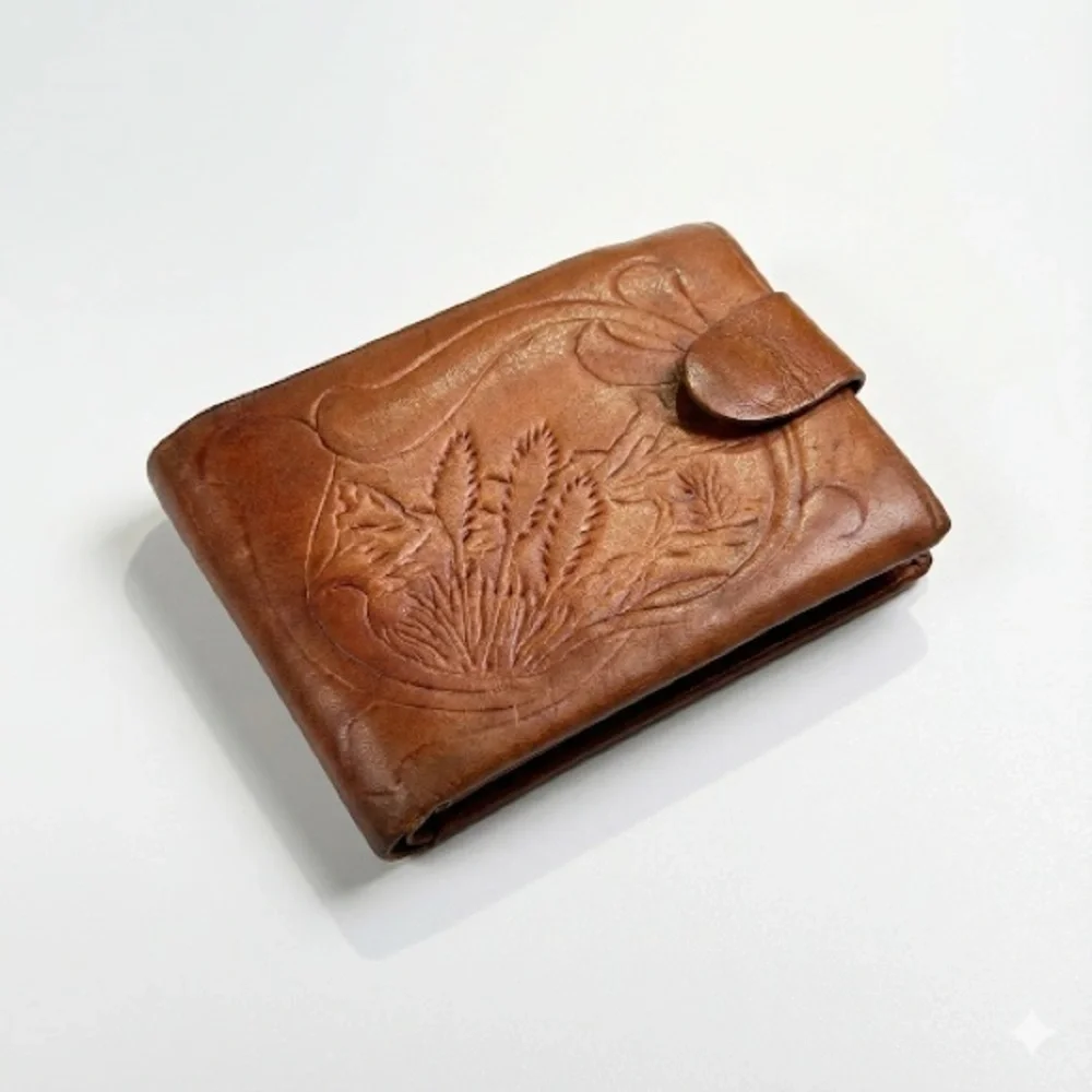 Justin Boots Tan Embossed Leather Card Holder